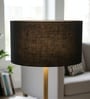 20-Inch Black Jute Fabric Drum Lampshade