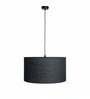 20-Inch Black Jute Fabric Drum Pendant Light, Modern Hanging Ceiling Lamp