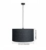 20-Inch Black Jute Fabric Drum Pendant Light, Modern Hanging Ceiling Lamp