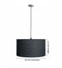 20-Inch Black Jute Fabric Drum Pendant Light