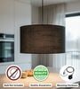 20-Inch Black Jute Fabric Drum Pendant Light