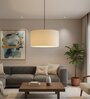 20-Inch Cream Fabric Drum Pendant Light, Modern Hanging Ceiling Lamp