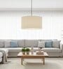 20-Inch Cream Fabric Drum Pendant Light