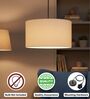 20-Inch Cream Fabric Drum Pendant Light, Modern Hanging Ceiling Lamp