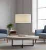 20-Inch Cream Fabric Drum Pendant Light, Modern Hanging Ceiling Lamp