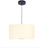 20-Inch Cream Fabric Drum Pendant Light, Modern Hanging Ceiling Lamp