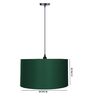 20-Inch Dark Green Fabric Drum Pendant Light, Modern Hanging Ceiling Lamp