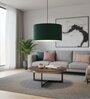 20-Inch Dark Green Fabric Drum Pendant Light