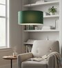 20-Inch Dark Green Fabric Drum Pendant Light, Modern Hanging Ceiling Lamp
