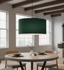 20-Inch Dark Green Fabric Drum Pendant Light, Modern Hanging Ceiling Lamp