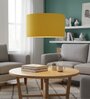 20-Inch Dark Yellow Fabric Drum Pendant Light, Modern Hanging Ceiling Lamp
