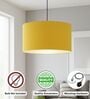 20-Inch Dark Yellow Fabric Drum Pendant Light