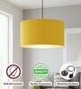20-Inch Dark Yellow Fabric Drum Pendant Light, Modern Hanging Ceiling Lamp