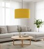 20-Inch Dark Yellow Fabric Drum Pendant Light, Modern Hanging Ceiling Lamp
