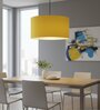 20-Inch Dark Yellow Fabric Drum Pendant Light, Modern Hanging Ceiling Lamp