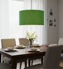 20-Inch Green Texture Fabric Drum Pendant Light, Modern Hanging Ceiling Lamp