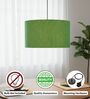 20-Inch Green Texture Fabric Drum Pendant Light, Modern Hanging Ceiling Lamp