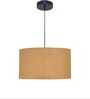 20-Inch Natural Jute Fabric Drum Pendant Light, Modern Hanging Ceiling Lamp