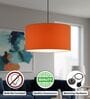 20-Inch Orange Fabric Drum Pendant Light, Modern Hanging Ceiling Lamp