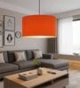 20-Inch Orange Fabric Drum Pendant Light, Modern Hanging Ceiling Lamp