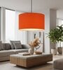 20-Inch Orange Fabric Drum Pendant Light, Modern Hanging Ceiling Lamp