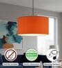 20-Inch Orange Fabric Drum Pendant Light