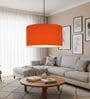 20-Inch Orange Fabric Drum Pendant Light, Modern Hanging Ceiling Lamp