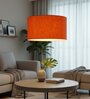 20-Inch Orange Texture Fabric Drum Pendant Light, Modern Hanging Ceiling Lamp