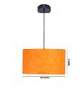 20-Inch Orange Texture Fabric Drum Pendant Light, Modern Hanging Ceiling Lamp