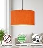 20-Inch Orange Texture Fabric Drum Pendant Light, Modern Hanging Ceiling Lamp