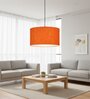 20-Inch Orange Texture Fabric Drum Pendant Light, Modern Hanging Ceiling Lamp