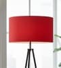 20-Inch Red Fabric Drum Lampshade