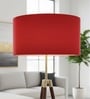 20-Inch Red Fabric Drum Lampshade