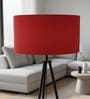 20-Inch Red Fabric Drum Lampshade