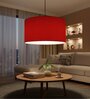 20-Inch Red Fabric Drum Pendant Light, Modern Hanging Ceiling Lamp