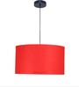 20-Inch Red Fabric Drum Pendant Light, Modern Hanging Ceiling Lamp