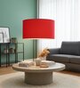 20-Inch Red Fabric Drum Pendant Light, Modern Hanging Ceiling Lamp