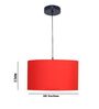 20-Inch Red Fabric Drum Pendant Light, Modern Hanging Ceiling Lamp