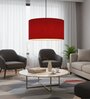 20-Inch Red Fabric Drum Pendant Light, Modern Hanging Ceiling Lamp