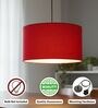 20-Inch Red Fabric Drum Pendant Light, Modern Hanging Ceiling Lamp