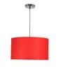 20-Inch Red Fabric Drum Pendant Light