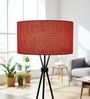 20-Inch Red Jute Fabric Drum Lampshade