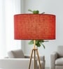 20-Inch Red Jute Fabric Drum Lampshade
