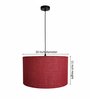 20-Inch Red Jute Fabric Drum Pendant Light, Modern Hanging Ceiling Lamp