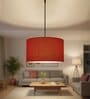 20-Inch Red Jute Fabric Drum Pendant Light