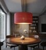 20-Inch Red Jute Fabric Drum Pendant Light