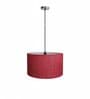 20-Inch Red Jute Fabric Drum Pendant Light