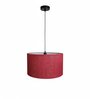 20-Inch Red Jute Fabric Drum Pendant Light, Modern Hanging Ceiling Lamp