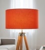 20-Inch Red Texture Fabric Drum Lampshade