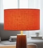 20-Inch Red Texture Fabric Drum Lampshade